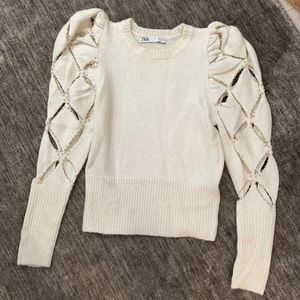 Zara sweater with gold detailed sleeves
